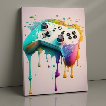 Chromatic Controller neon gamer canvas print by Artfy Canvas – gaming culture canvas painting, wall paintings, artwork for wall décor