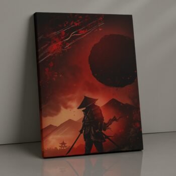 Urban Skirmisher cyberpunk rooftop warrior canvas print by Artfy Canvas – futuristic fighter canvas painting, wall paintings, artwork for wall décor