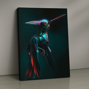 Quantum Hummer futuristic bird canvas print by Artfy Canvas – sci-fi abstract canvas painting, wall paintings, artwork for wall décor