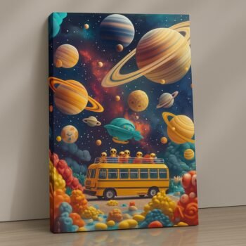 Cosmic Joyride whimsical gaming canvas print by Artfy Canvas – playful fantasy gamer canvas painting, wall paintings, artwork for wall décor