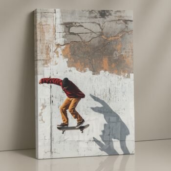 Shadow Ride skateboarding canvas print – modern urban sports artwork