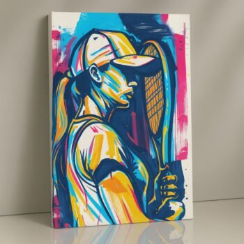 Stroke of Power tennis abstract canvas print – bold sports artwork