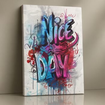 Vivid Vibes positive graffiti canvas print – cheerful modern wall décor