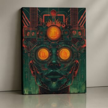 Crypto Vision futuristic bitcoin canvas print – bold modern digital art