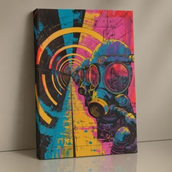 Neon Tunnel Vision futuristic neon canvas print – bold dystopian artwork