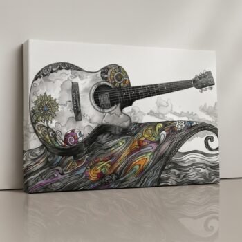 Psychedelic Guitar Waves music graffiti canvas print by Artfy Canvas – colorful bohemian art