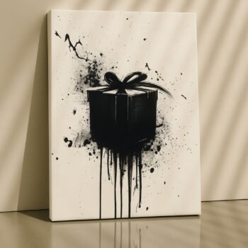 Black Ink Gift minimalistic abstract canvas print by Artfy Canvas – monochrome modern canvas painting, wall paintings, artwork for wall décor