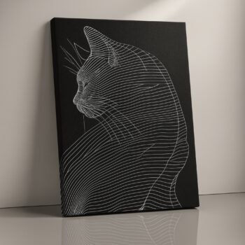 Midnight Whiskers minimalistic cat canvas print by Artfy Canvas – modern pet art canvas painting, wall paintings, artwork for wall décor