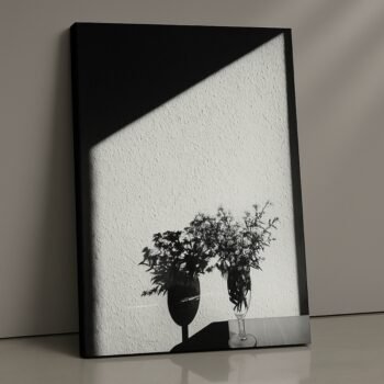 Shadow Bloom minimalistic floral silhouette canvas print by Artfy Canvas – modern botanical canvas painting, wall paintings, artwork for wall décor