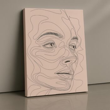 Contour Muse minimalistic portrait line art canvas print by Artfy Canvas – abstract face canvas painting, wall paintings, artwork for wall décor