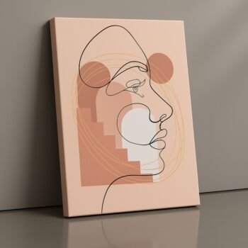 Linear Muse minimalistic portrait canvas print by Artfy Canvas – abstract face line art canvas painting, wall paintings, artwork for wall décor