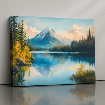 Alpine Reflection canvas print by Artfy Canvas – mountain lake painting for peaceful interiors