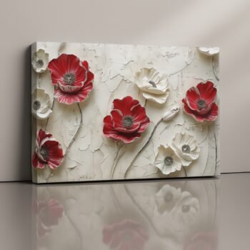 Crimson Relief canvas print by Artfy Canvas – textured floral painting for statement décor