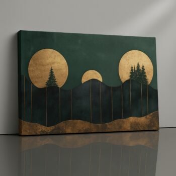 Gilded Wilderness metallic gold and green nature canvas print – luxury wall décor by Artfy Canvas
