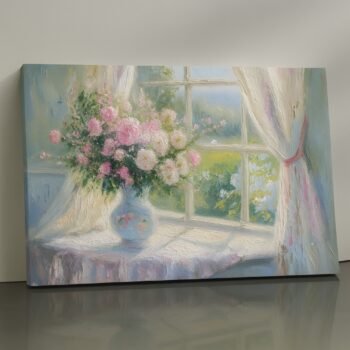 Ether Horizon Canvas Print – cave opening to pastel coastline, coastal wall décor by Artfy Canvas