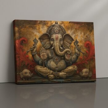 Ethereal Trance Canvas Print featuring Lord Ganesha in golden tones.