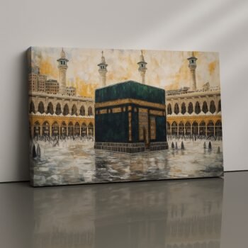 Kaaba Frequencies Canvas Print featuring Kaaba in golden light.