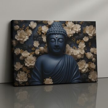 Lotus Matrix Canvas Print featuring Buddha amid lotus blossoms.