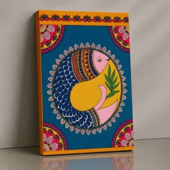 Eternal Fish folk canvas print with floral mandalas and vivid colors