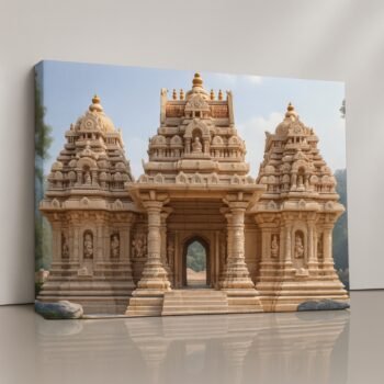 Soft golden celestial-themed wall art canvas print with divine elegance.