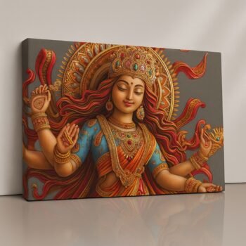 Goddess Saraswati spiritual canvas print for study rooms.