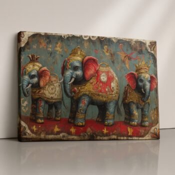 Regal Elephants Canvas Print featuring two majestic elephants in gold.