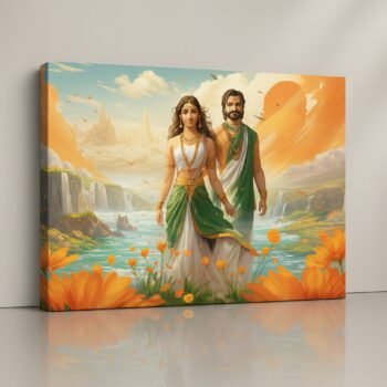Canvas Print of Divine Companionship – Mythological Couple Art by Artfy Canvas