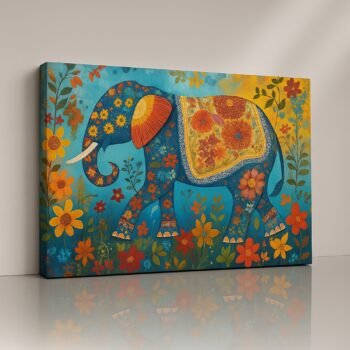 Canvas Print of Floral Elephant – Cultural Heritage Art by Artfy Canvas