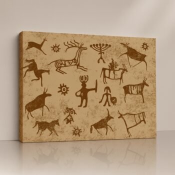 Canvas Print of Ancient Petroglyphs – Tribal Cave Art by Artfy Canvas