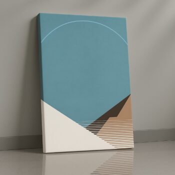 blue geometric minimal canvas wall art