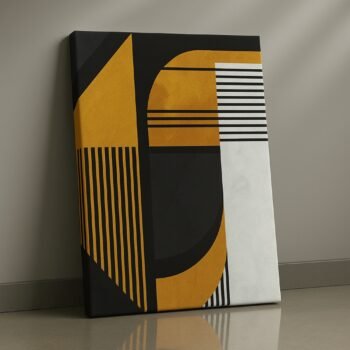 black and mustard geometric modern canvas wall art