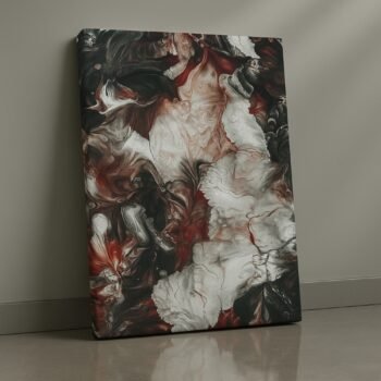 black red molten swirling abstract canvas artwork