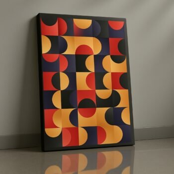 vintage geometric block colorful retro canvas art