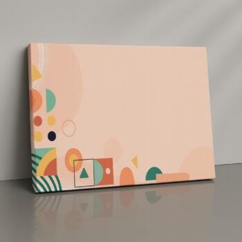 Playful Echoes abstract pastel shapes canvas print with soft curves and geometric elements