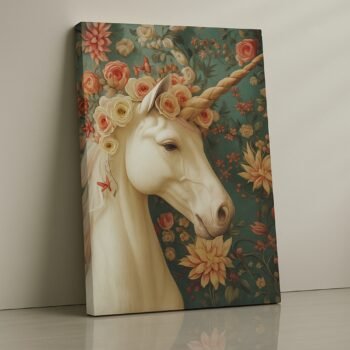 Floral Unicorn artwork on canvas.