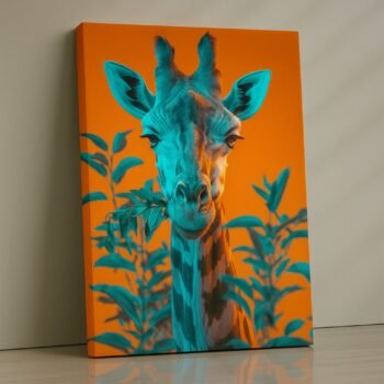 Citrus Giraffe artwork on canvas.