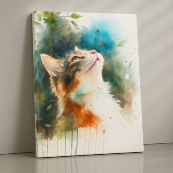 Floral pastel cat artwork on canvas.