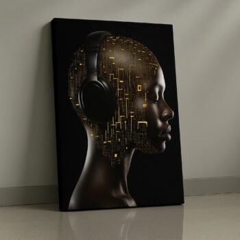 Futuristic digital portrait artwork on premium canvas