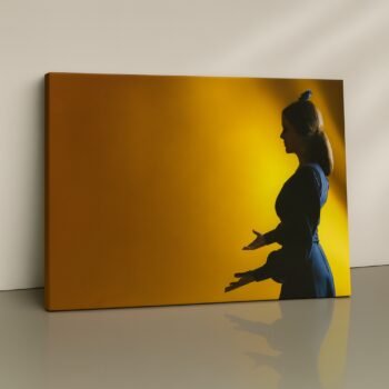 Golden human silhouette modern canvas