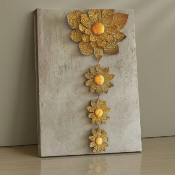 Golden Petal Cascade floral canvas wall art by Artfy Canvas – luxury botanical décor for elegant spaces.