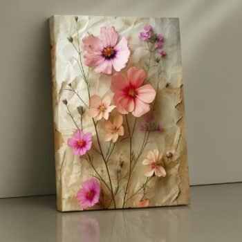 Vintage Meadow Charm floral canvas wall art by Artfy Canvas – rustic décor for cozy and creative spaces.