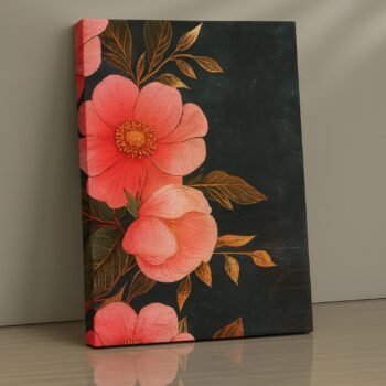 Midnight Rose Radiance floral canvas wall art by Artfy Canvas – bold décor for modern spaces.