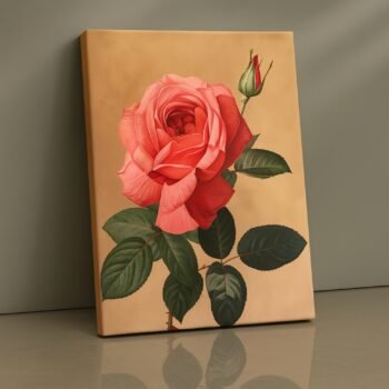 Coral Rose Whisper floral canvas wall art by Artfy Canvas – soft elegant décor.