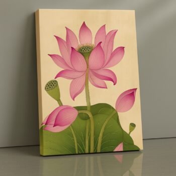 Pink Lotus Grace lotus canvas wall art by Artfy Canvas – serene décor.
