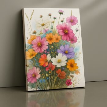 Meadow Harmony Mix floral canvas wall art by Artfy Canvas – lively décor.