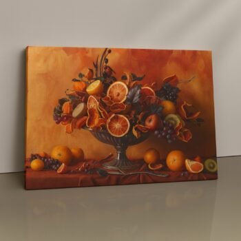 Citrus Royale Harmony still life canvas wall art by Artfy Canvas – elegant citrus décor.