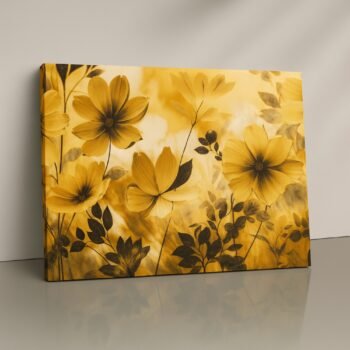 Golden Meadow Whisper floral canvas wall art by Artfy Canvas – warm meadow décor.