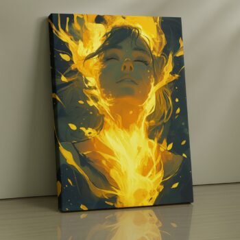 Knight ascending through radiant golden sky print.
