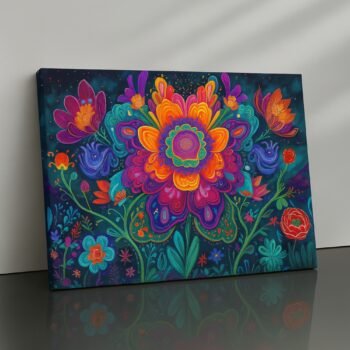 Psychedelic floral canvas print