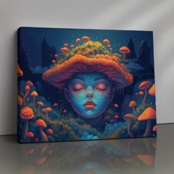 Glowing mushroom spirit with serene expression print